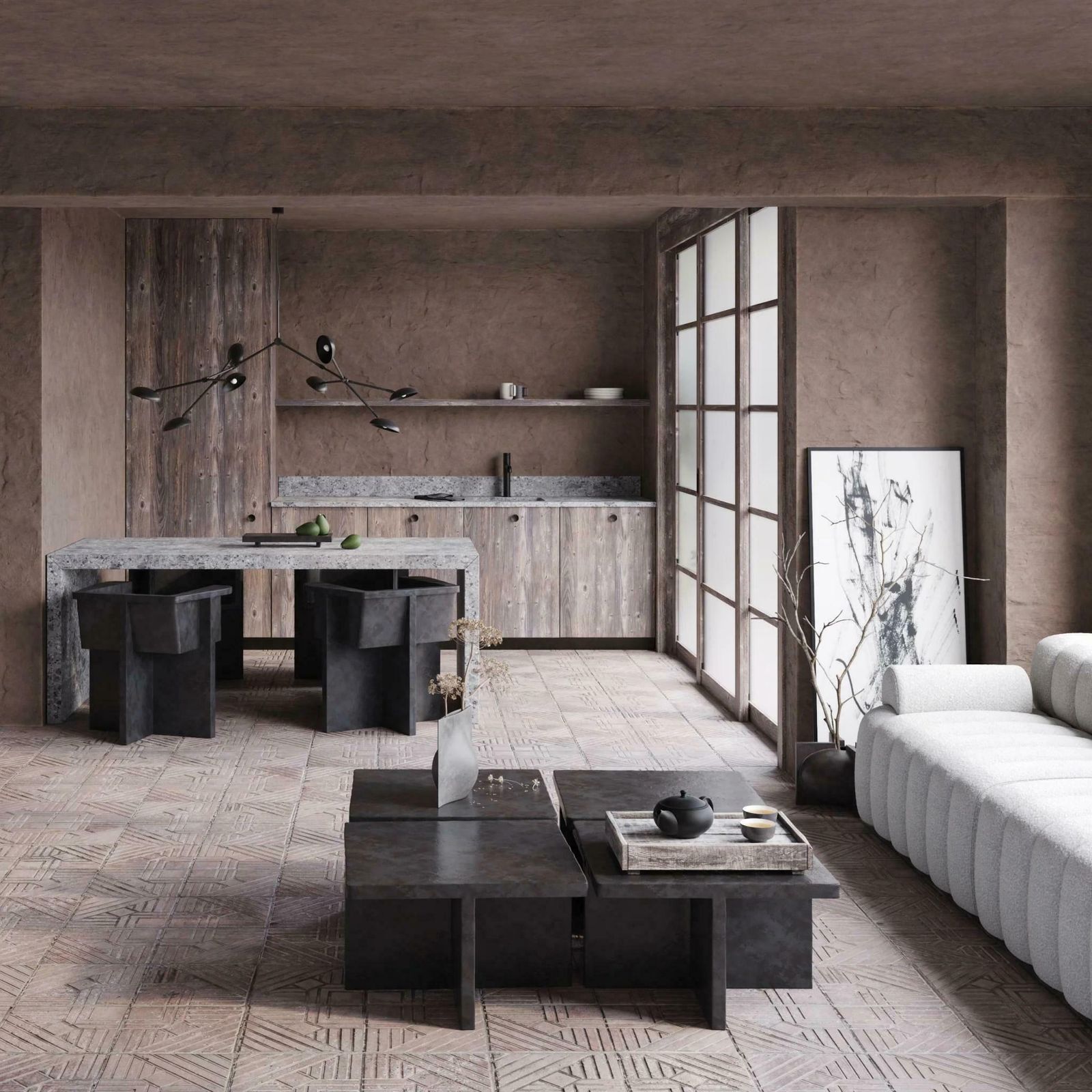 Brutus Model Coffee Table In Fiber Concrete, Design Of A Modern Sculpture. photo furniture