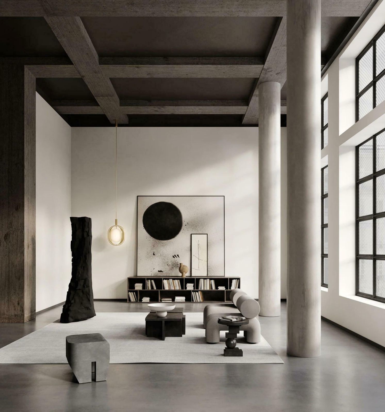 Brutus Model Coffee Table In Fiber Concrete, Design Of A Modern Sculpture. photo Furniture