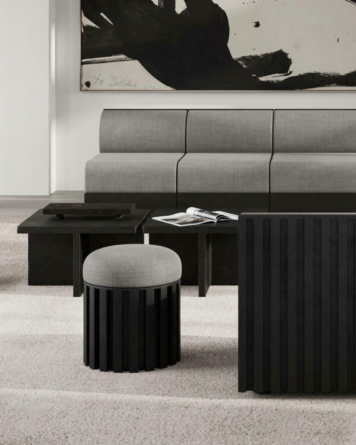 photo furniture Brutus Model Coffee Table In Fiber Concrete, Design Of A Modern Sculpture.