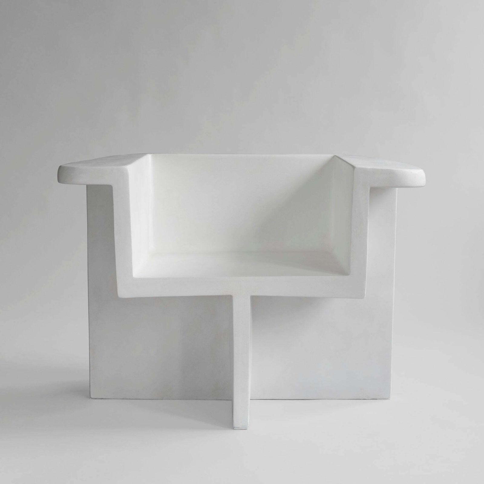 Pair Of Brutus Style Armchairs, Contemporary, Bone White, Fiber Concrete. photo furniture