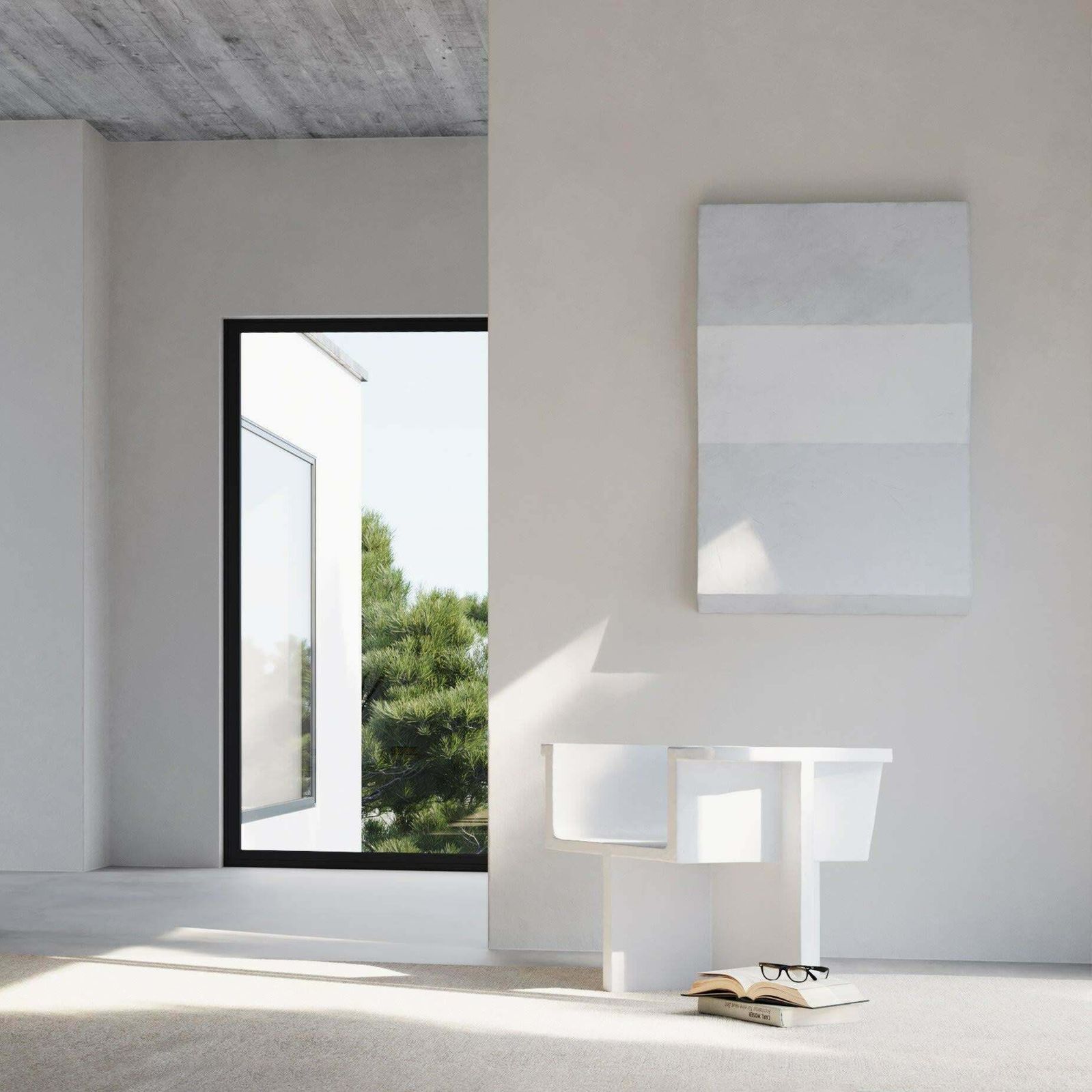 Pair Of Brutus Style Armchairs, Contemporary, Bone White, Fiber Concrete. photo Furniture