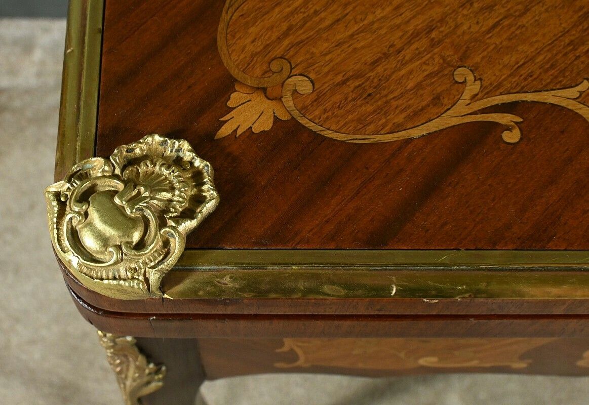 Furniture Mahogany Games Table, Louis XV/Louis XVI Transition Style – Late 19th Century photo