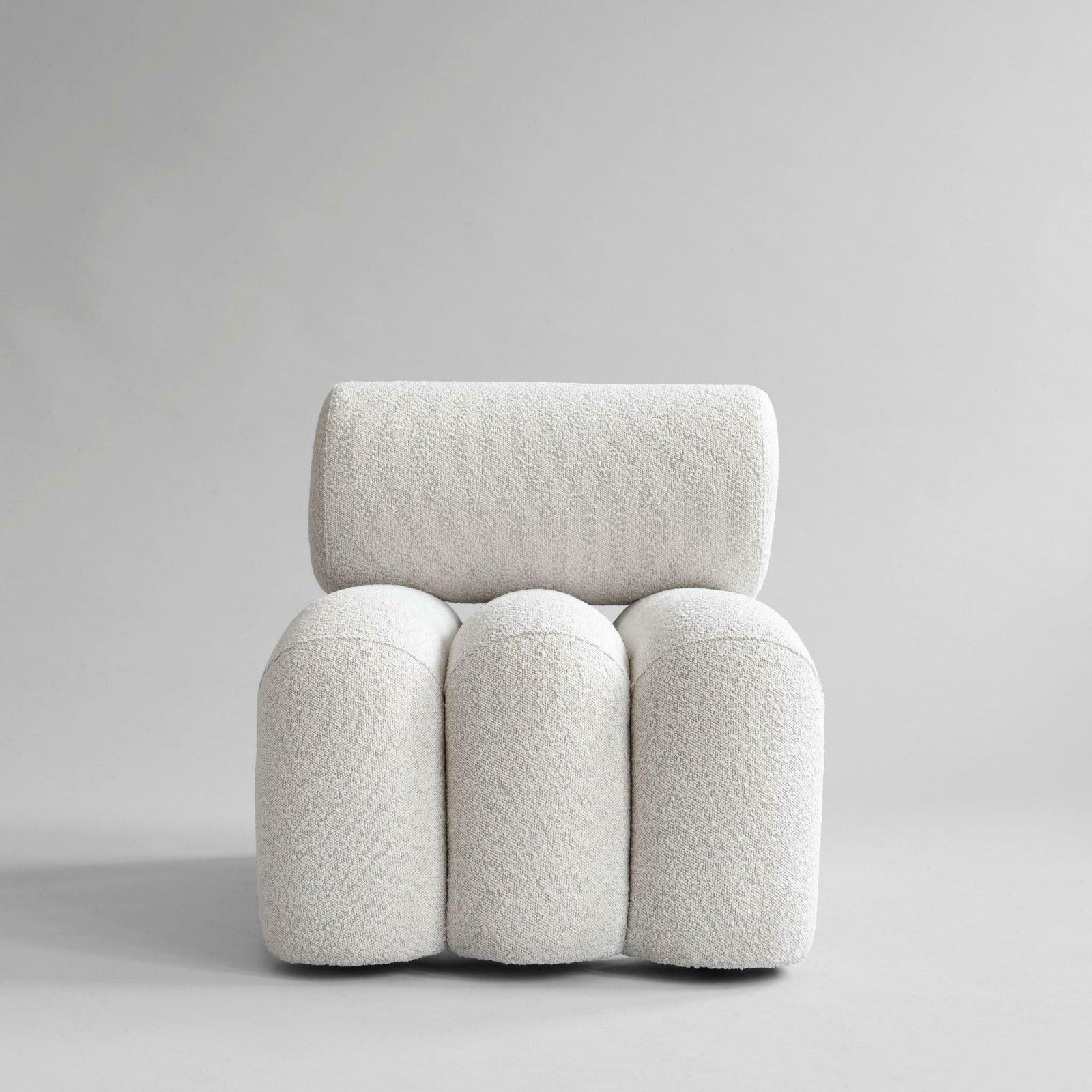 Pair Of Contemporary Armchairs, Model Foku, Off White Colour, Curly Fabric . photo 4076.0