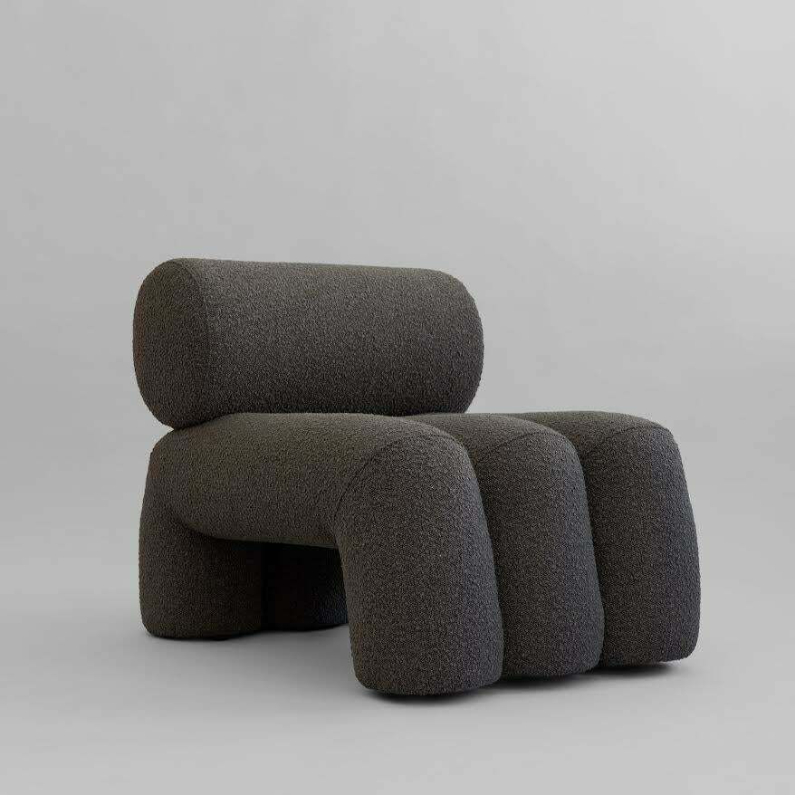 Pair Of Contemporary Armchairs, Model Foku   Deep Taupe Colour   Curly Fabric. photo furniture