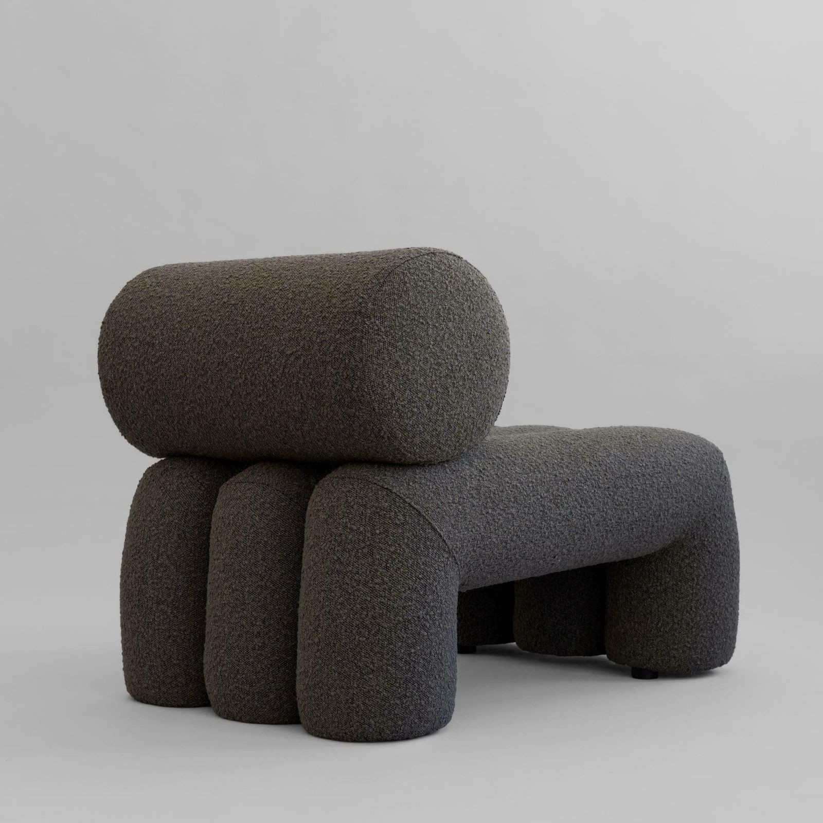 Pair Of Contemporary Armchairs, Model Foku   Deep Taupe Colour   Curly Fabric. photo for sale