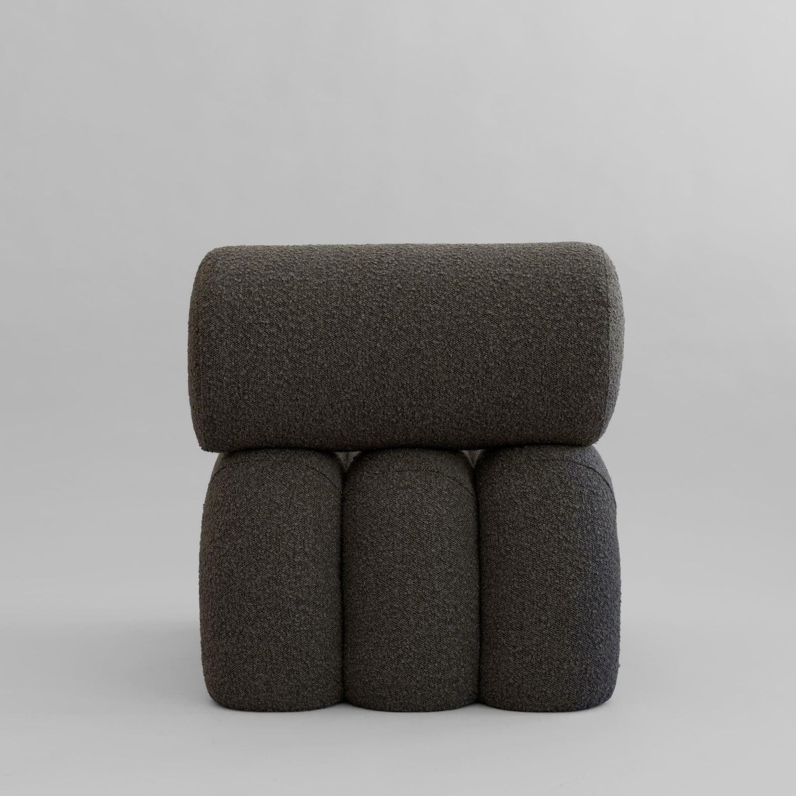 Pair Of Contemporary Armchairs, Model Foku   Deep Taupe Colour   Curly Fabric. photo vinterior