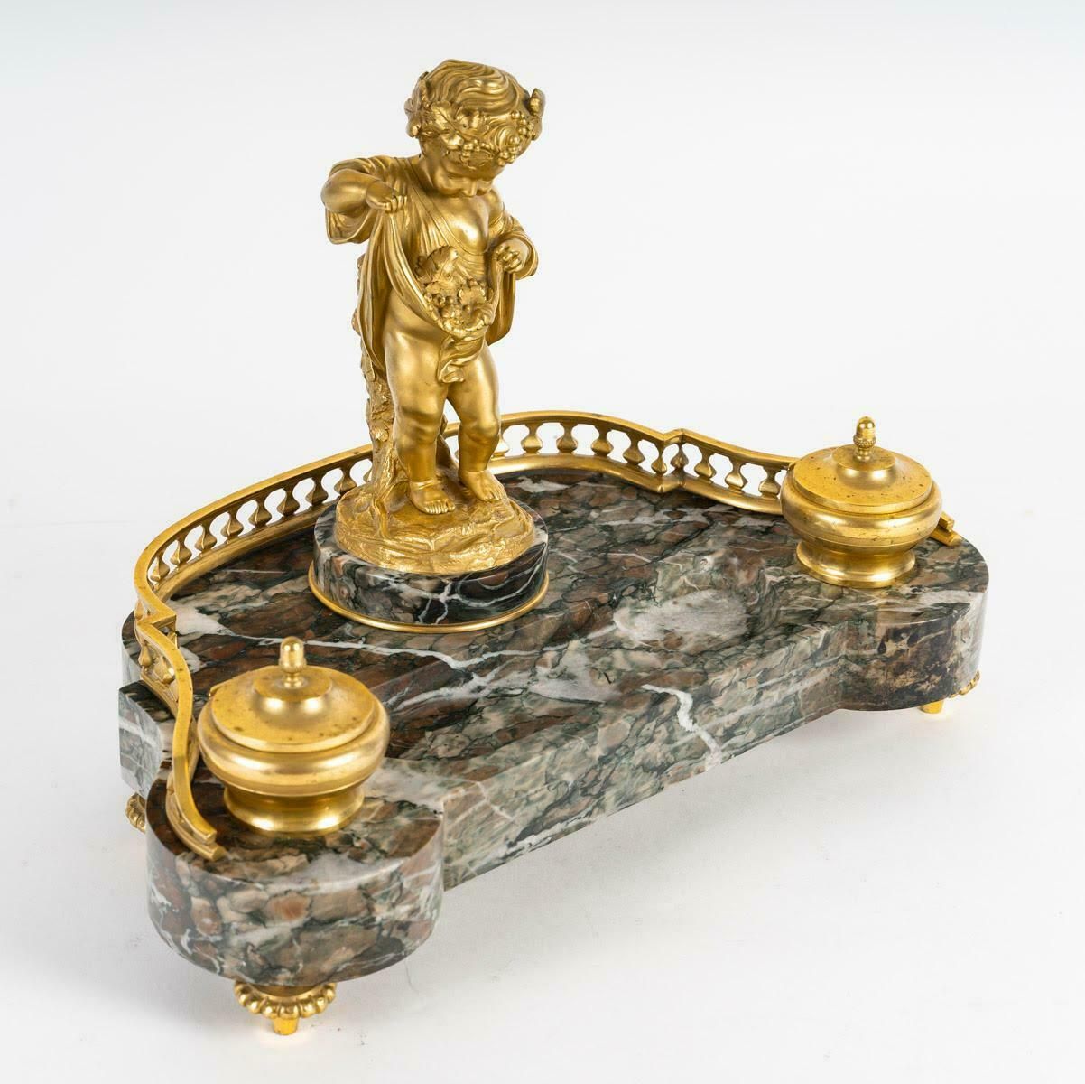 An Ormolu And Marble Inkwell, 19th Century, Napoleon III Period. photo furniture