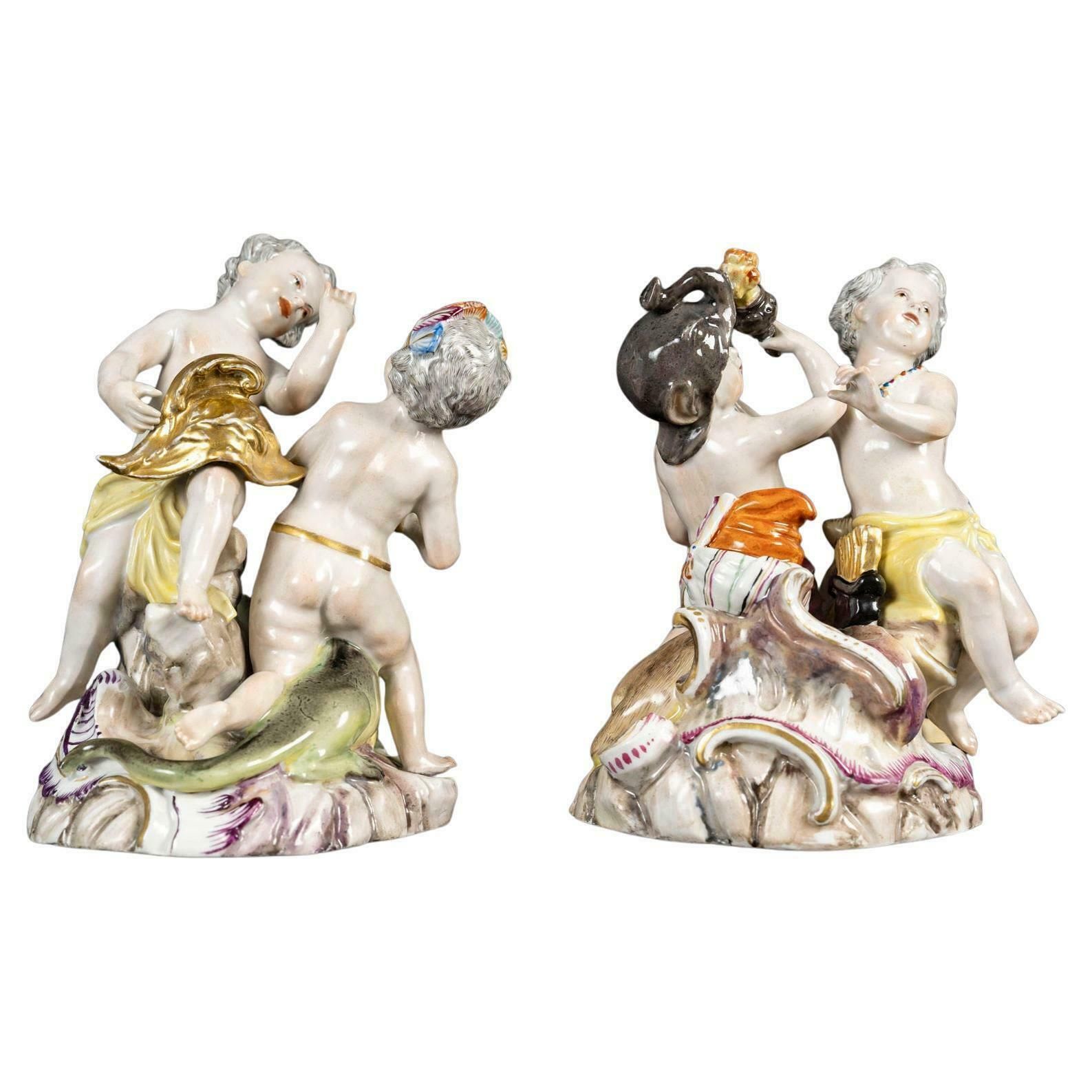 Pair Of 18th Century Or Early 19th Century Meissen Porcelain Groups.