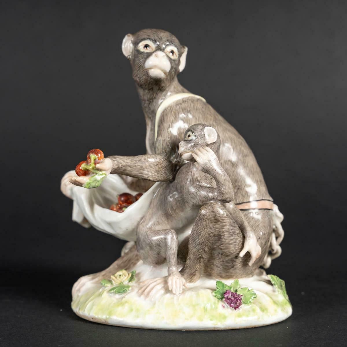 An 18th Century Meissen Porcelain Subject Representing A Monkey And Its Young. photo furniture