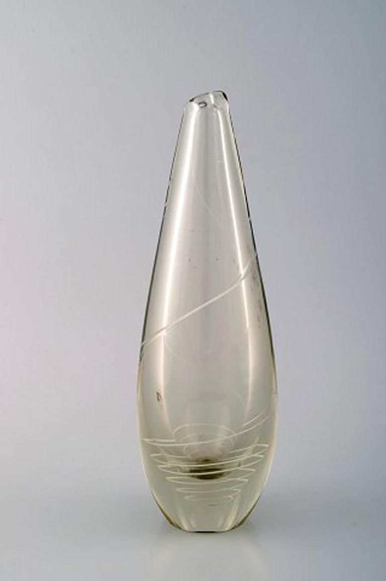 Mikko Helander For Humppila Lasi, Finnish Art Glass, Spiral Decorated Vase photo for sale