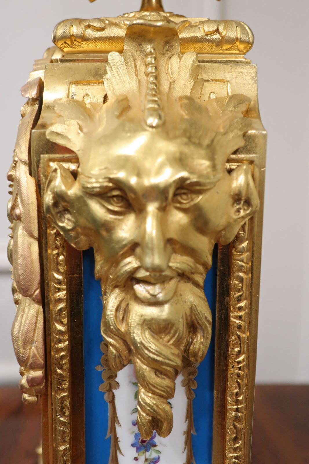 French Bronze Gilt & Porcelain Mantel Clock By Japy Freres photo buy
