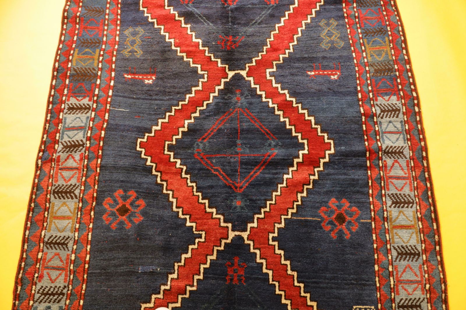 10994.0 Antique Blue Kazak Rugs Geometric Caucasian Carpet Area Living Room Rugs Decor photo