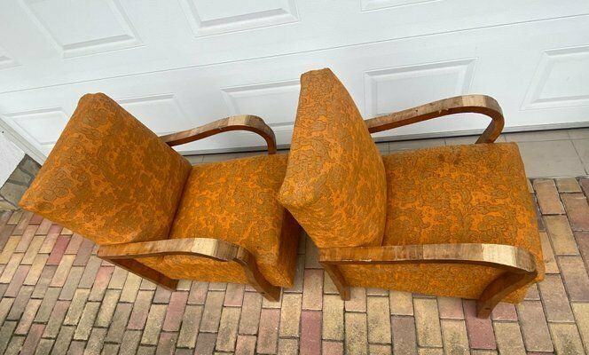 Art Deco Italian Chairs In Walnut, 1920s, Set Of 2 photo vinterior