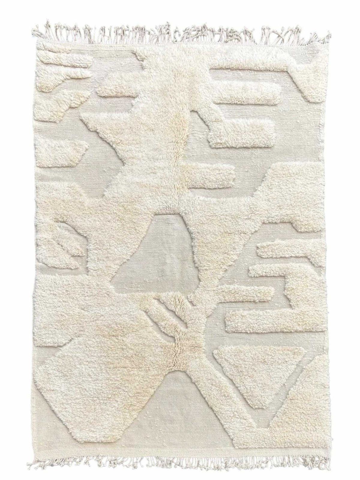 Modern Moroccan Beni Ouarain Wool Rug Cm – Natural Cream With Geometric Pattern   Beni Ourain Carpet   Contemporary Rug   Shaggy Rug photo furniture