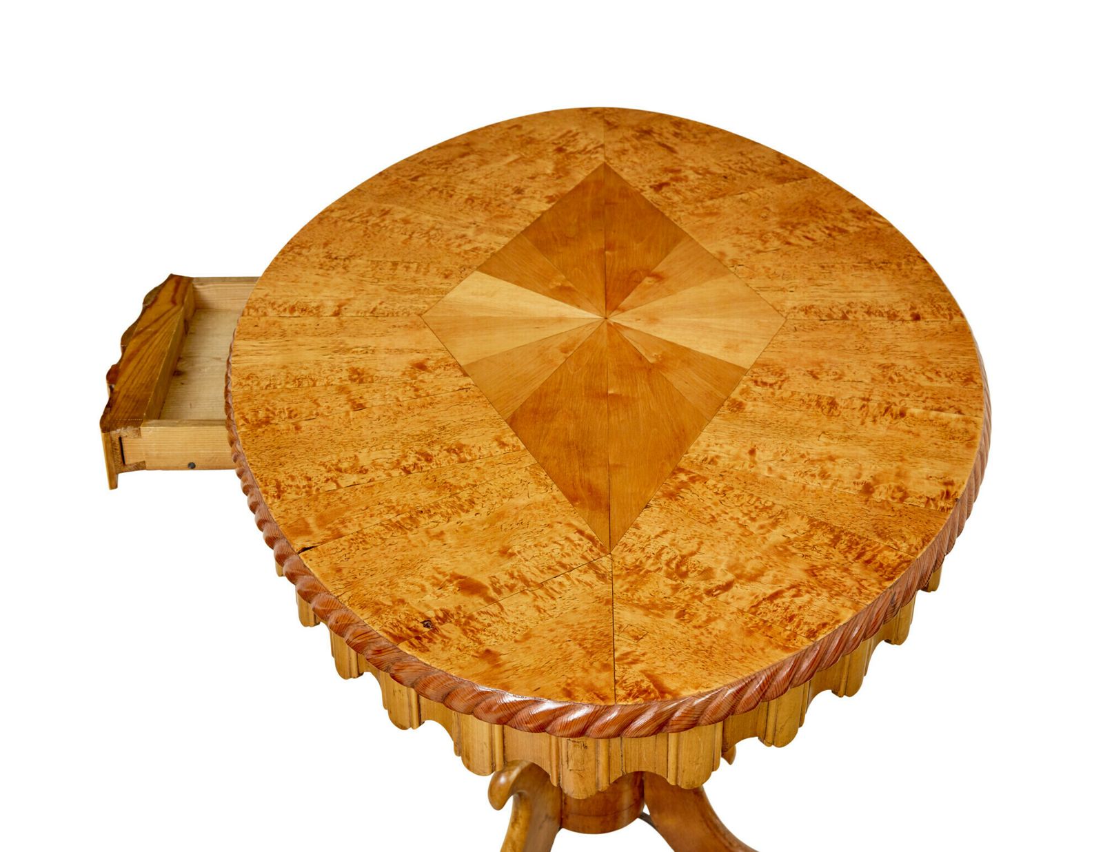 19th Century Inlaid Burr Birch Oval Occasional Table photo Furniture
