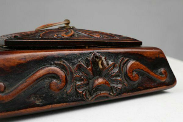 Art Deco French Sewing Box In Sculpted Wood, 1890s photo Home Decor