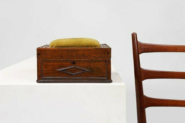 French Art Deco Sewing Box In Sculpted Wood, 1890s photo furniture