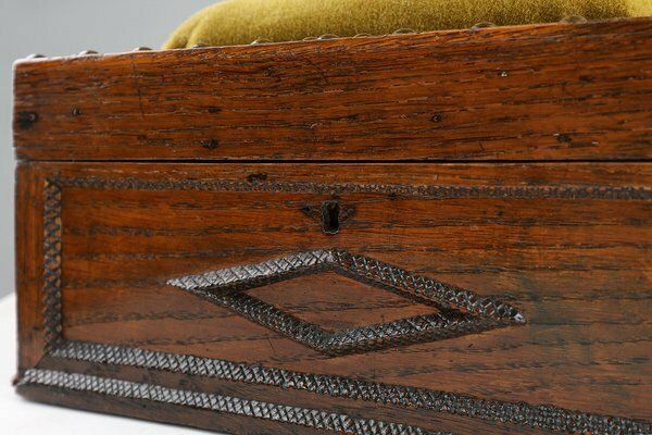 French Art Deco Sewing Box In Sculpted Wood, 1890s photo Home Decor