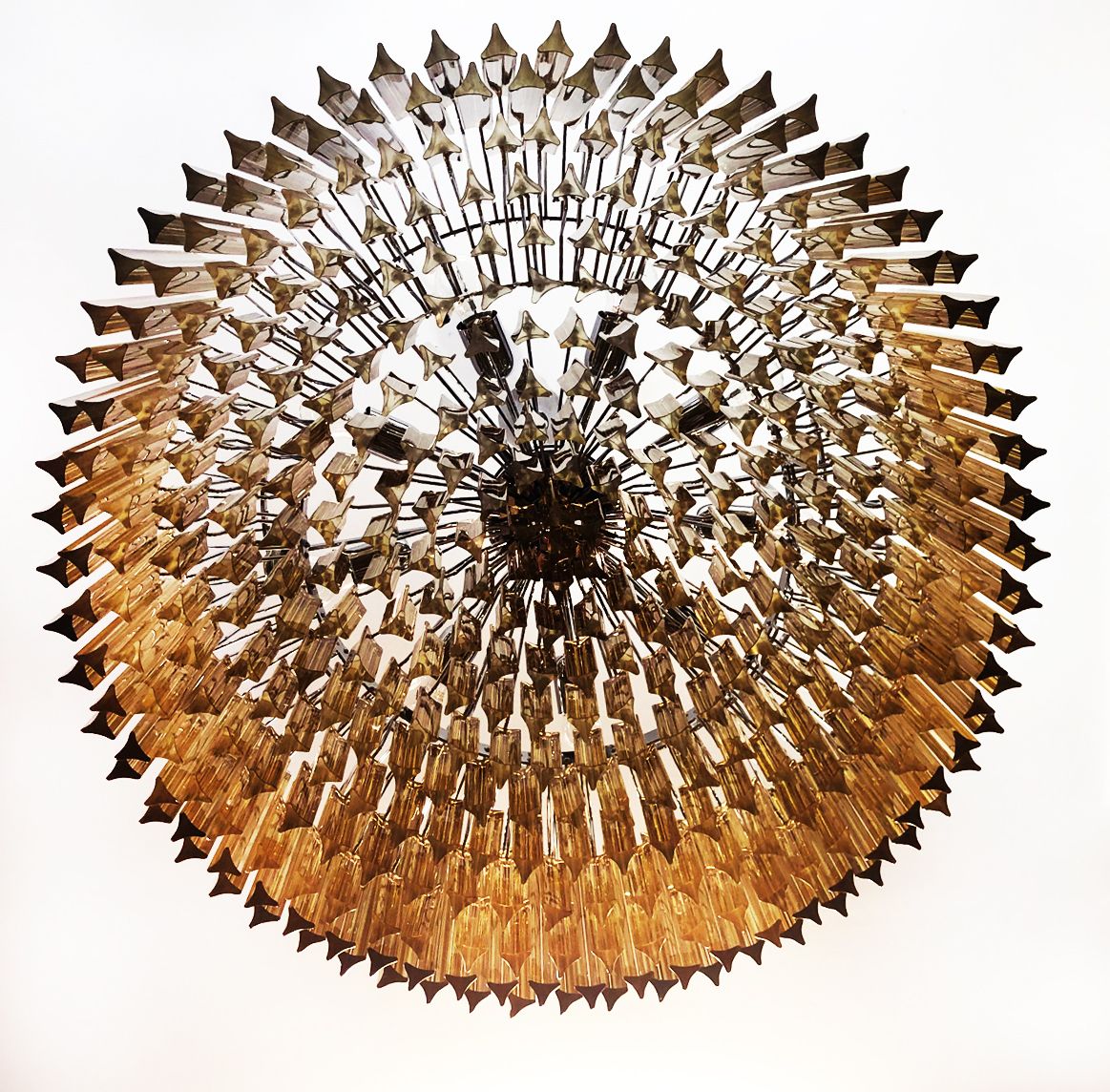 photo furniture Large Triedri Murano Glass Chandelier   391 Prims Clear Amber