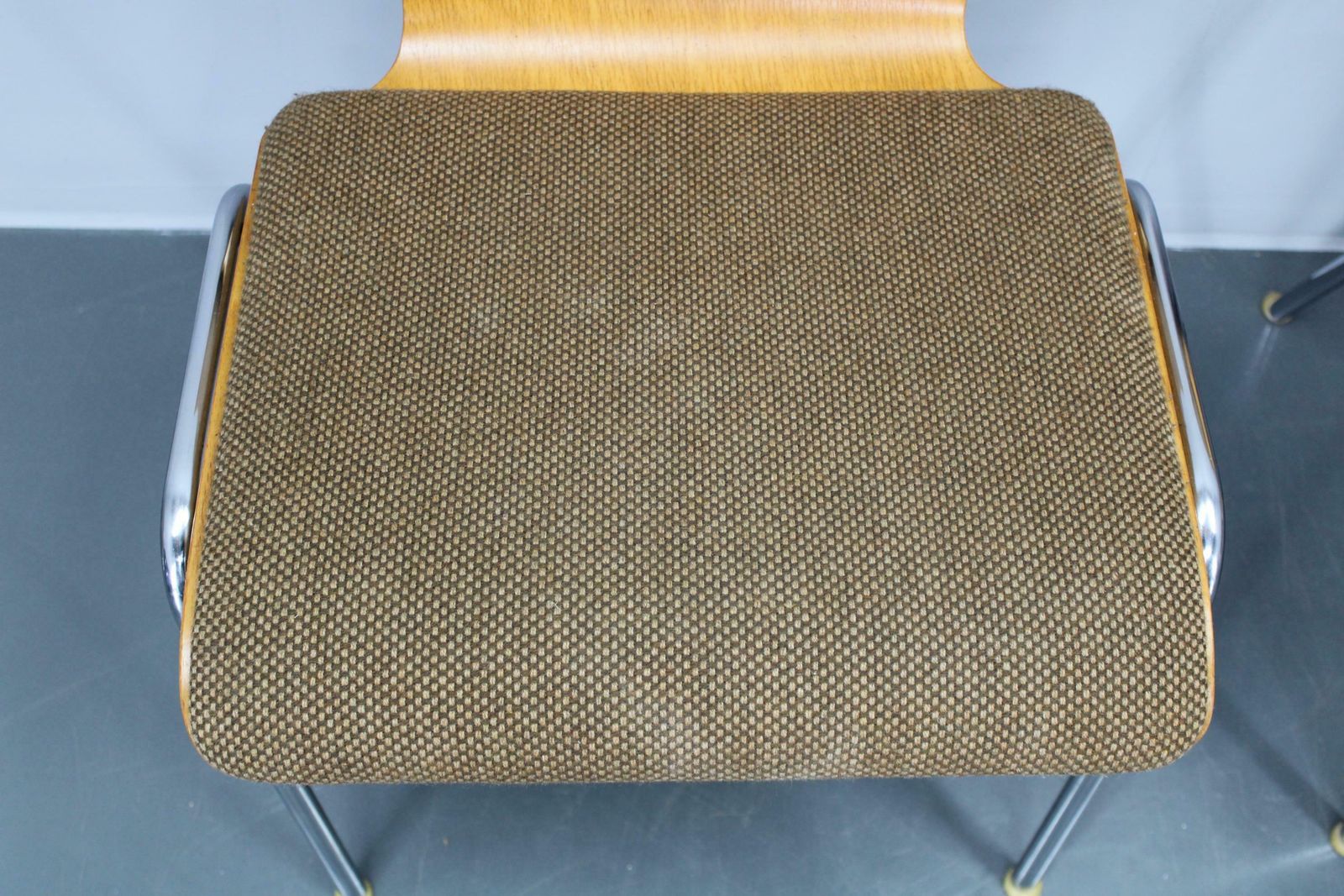 1970s Set Of Four Plywood Chairs With Fabric Upholstery , Germany photo vinterior