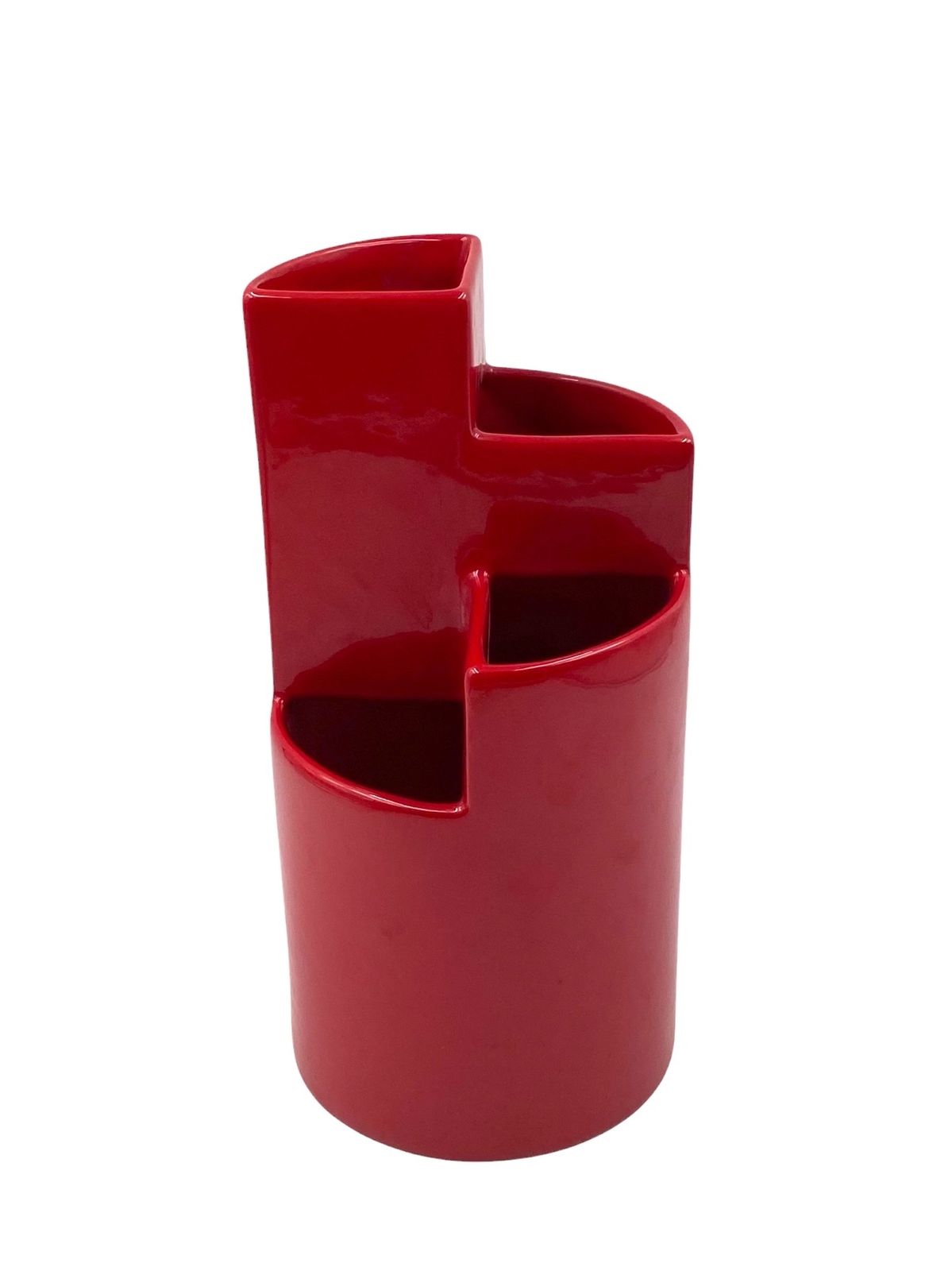 Franco Bettonica, Red Ceramic Vase Mod. Fb1, Gabbianelli Italy Ca. 1970 photo vintage