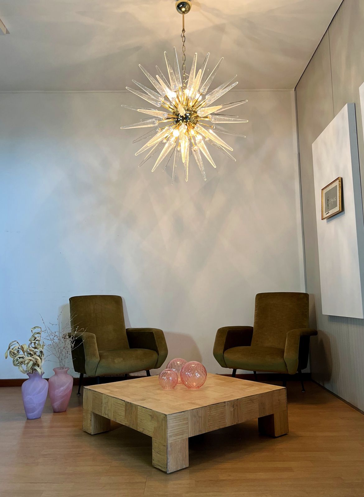 Exceptional Murano Trasparent Glass Sputnik Chandelier   51 Clear Glasses photo furniture