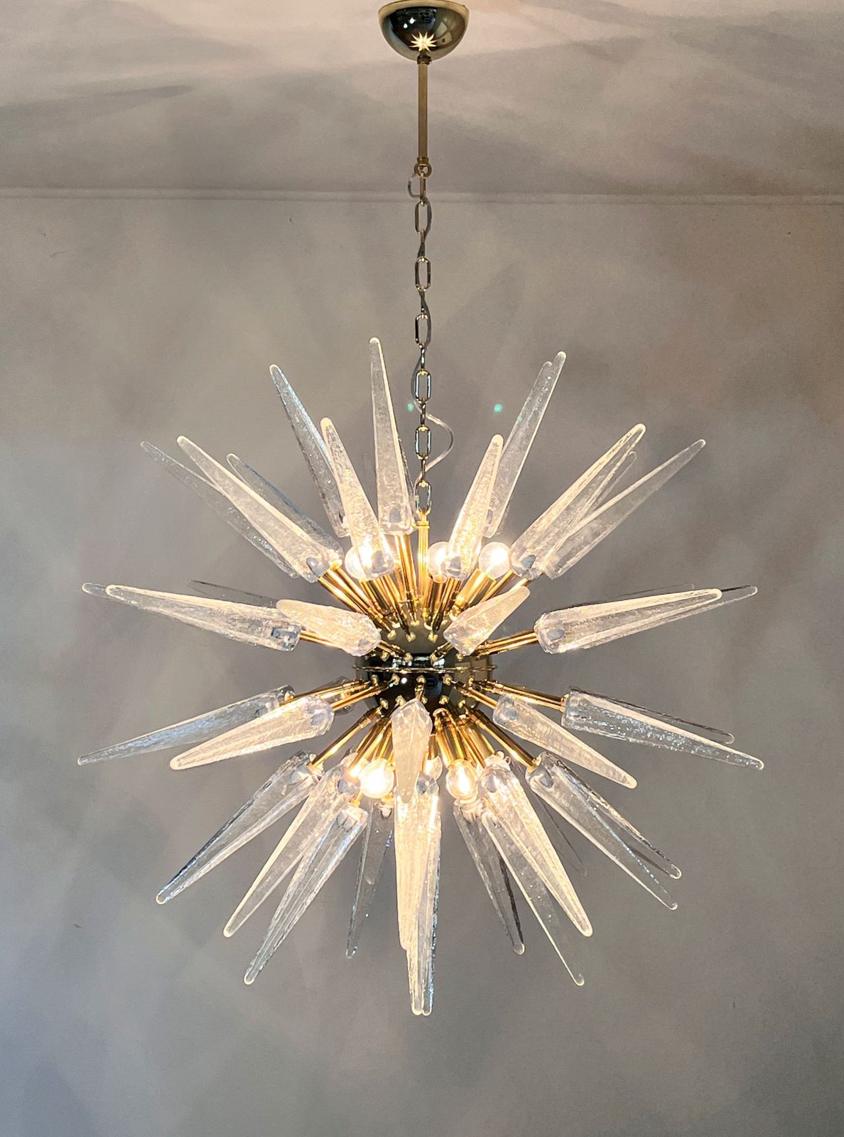 Exceptional Murano Trasparent Glass Sputnik Chandelier   51 Clear Glasses photo buy