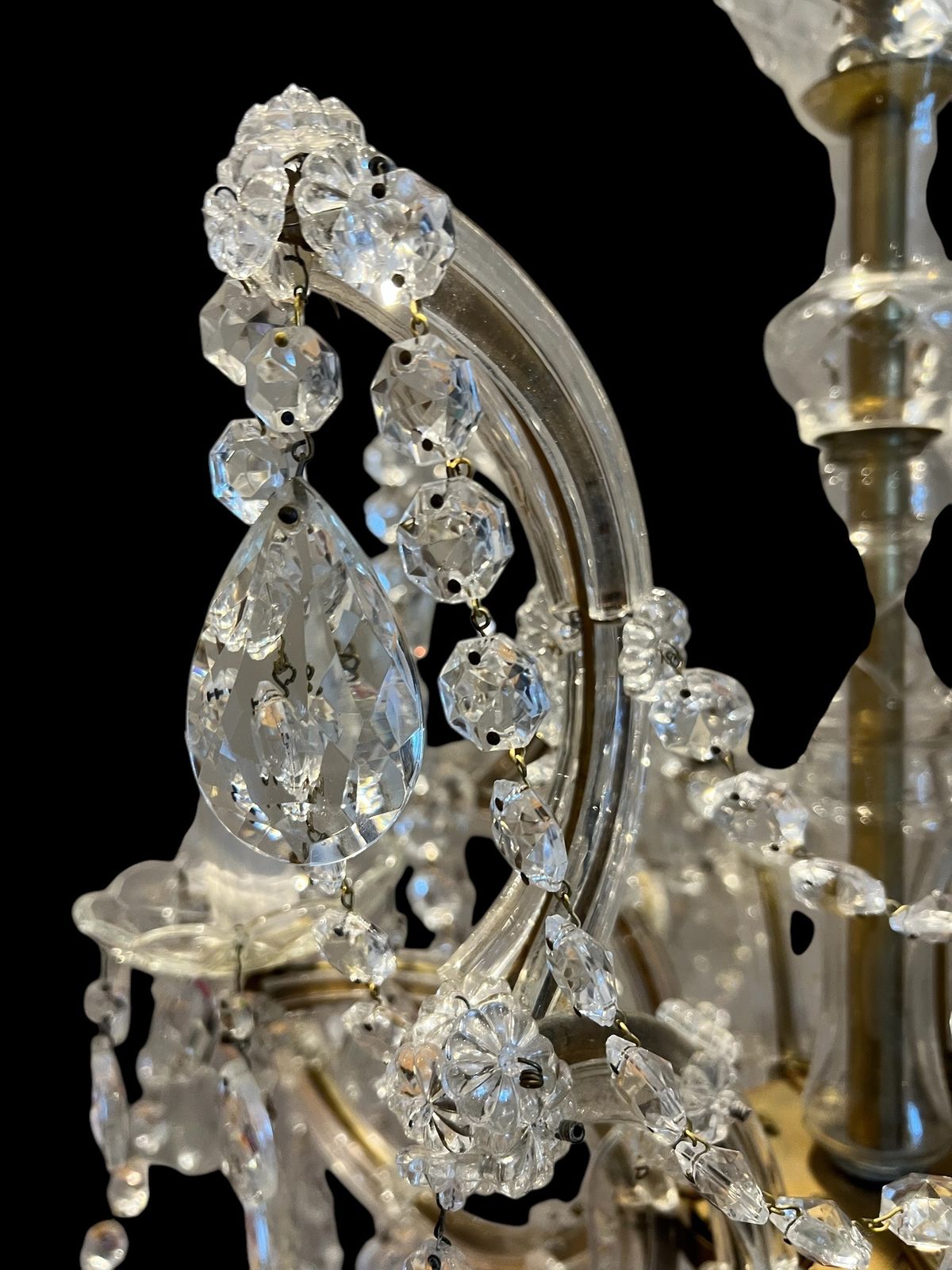 A Twelve Light Italian Marie Theresa Antique Crystal Chandelier photo vintage