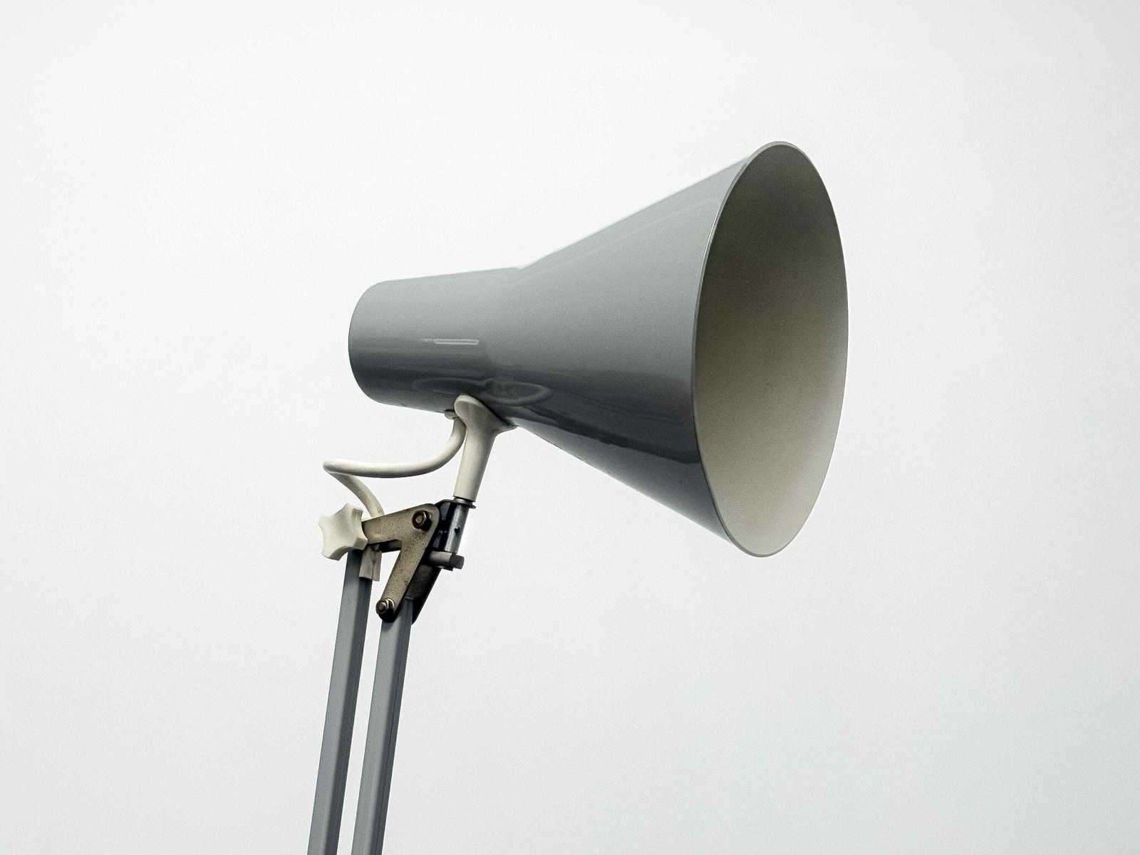 Light Grey Vintage Mid Century Angle Poise Desk / Office Lamp By Multiban, Made In Denmark, 1960's: Stylish Illumination For Home Decor photo Lighting