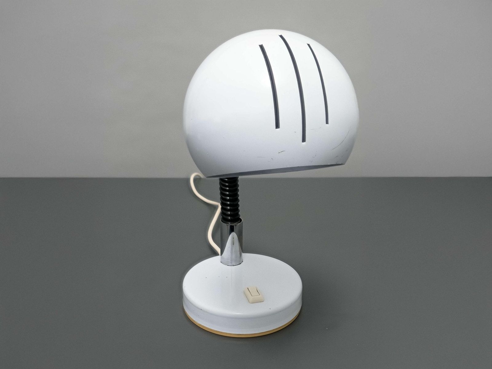 White Black And Chrome Eye Ball Vintage Mid Century Goose Neck Desk Lamp, 1970s: Stylish Illumination For Home Decor photo 145.0