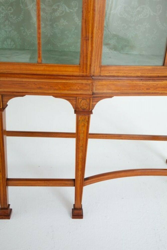 Sheraton Revival Display Cabinet Satinwood Antique 1880 photo vinterior