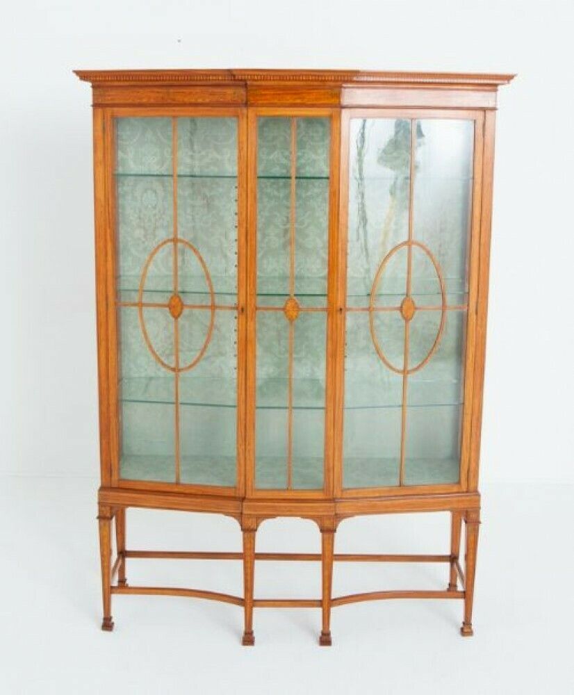 Sheraton Revival Display Cabinet Satinwood Antique 1880 photo buy