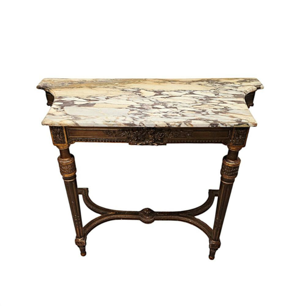 A Fabulous 19th Century Marble Top Giltwood Console Table photo Furniture