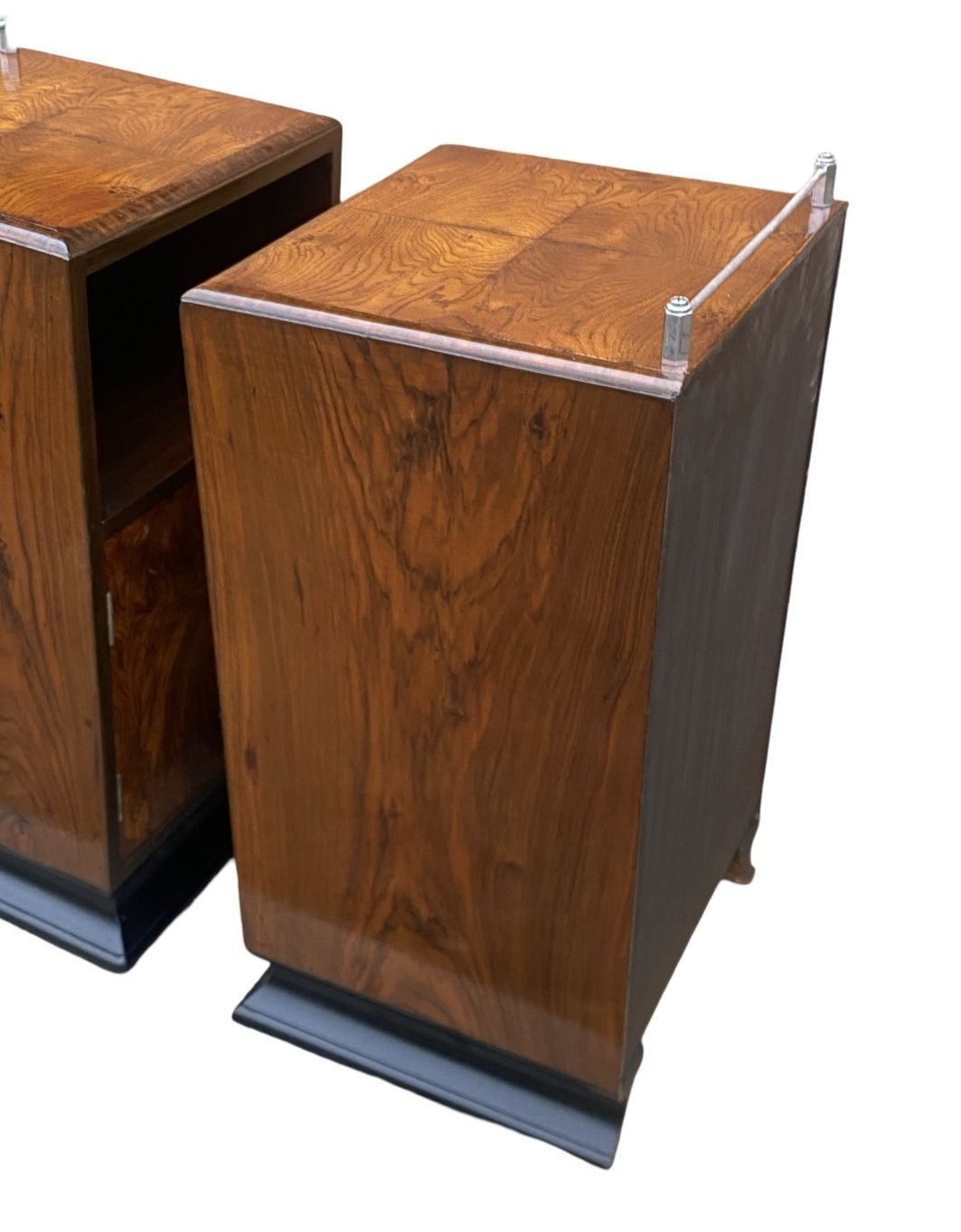 Pair Of Matching Figured Walnut Bedside Cabinets photo Furniture