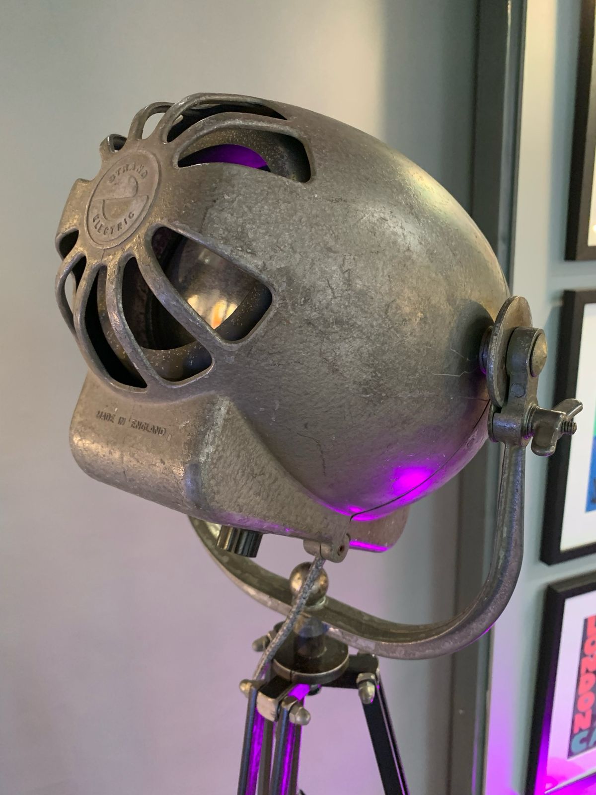 Strand Patt 123 Stage Light On Industrial Stand. photo Lighting