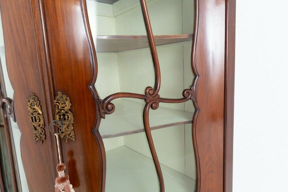 Antique French Corner Cabinet Mahogany Vitrine 1860 photo Furniture