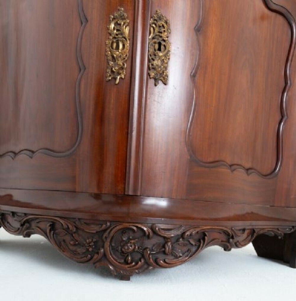 Furniture Antique French Corner Cabinet Mahogany Vitrine 1860 photo