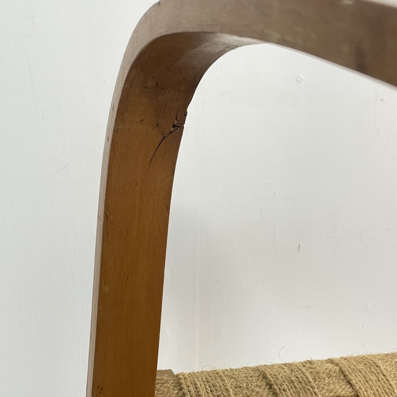 photo furniture Mid Century Italian Wood And Chord Lounge Bench / Sofa