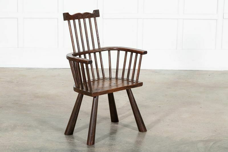 Irish 19thc Vernacular Oak & Elm Famine Chair
