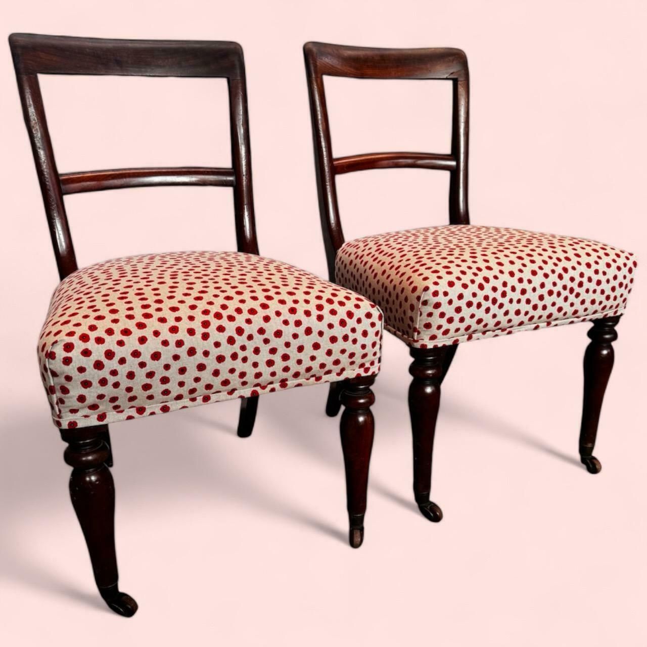 Antique Victorian Bedroom Chairs C1860 / Set Of 2 / New Upholstery photo vintage