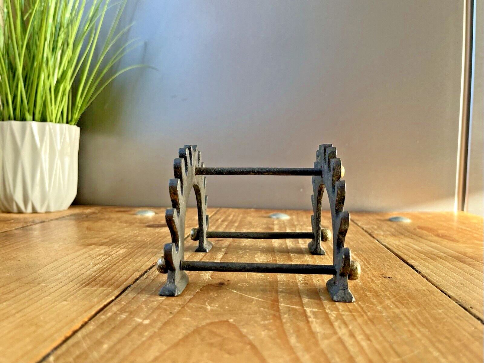 Unusual Antique Iron 11 Pen Display Stand Rack Collectable Victorian Gothic photo for sale