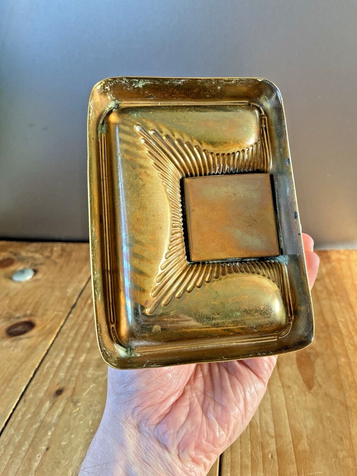 Antique Art Nouveau Jugendstil Brass Inkwell & Glass Liner Pot German Austrian photo vintage