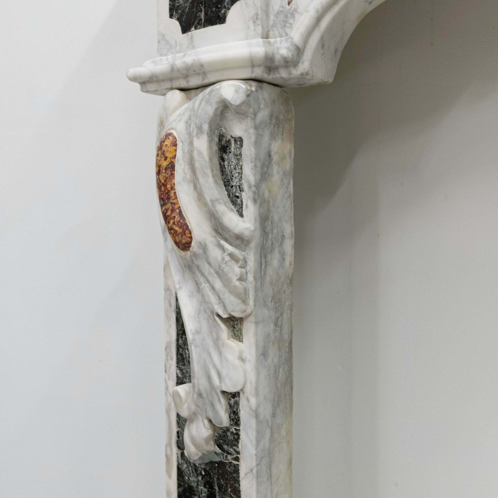18th Century French Provençal Carrara Brocatelle & Verde Marble Chimneypiece photo for sale