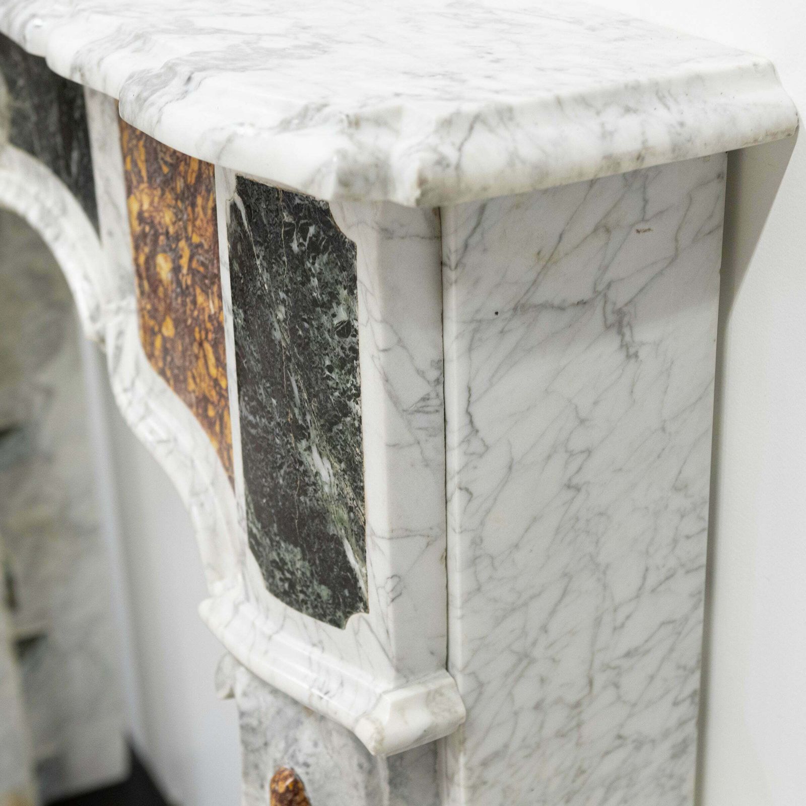 18th Century French Provençal Carrara Brocatelle & Verde Marble Chimneypiece photo 5400.0
