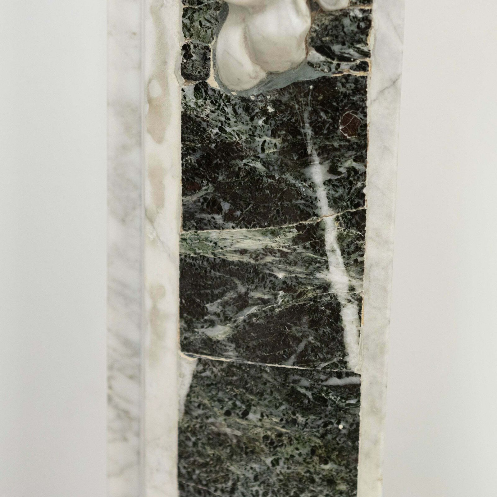 photo for sale 18th Century French Provençal Carrara Brocatelle & Verde Marble Chimneypiece
