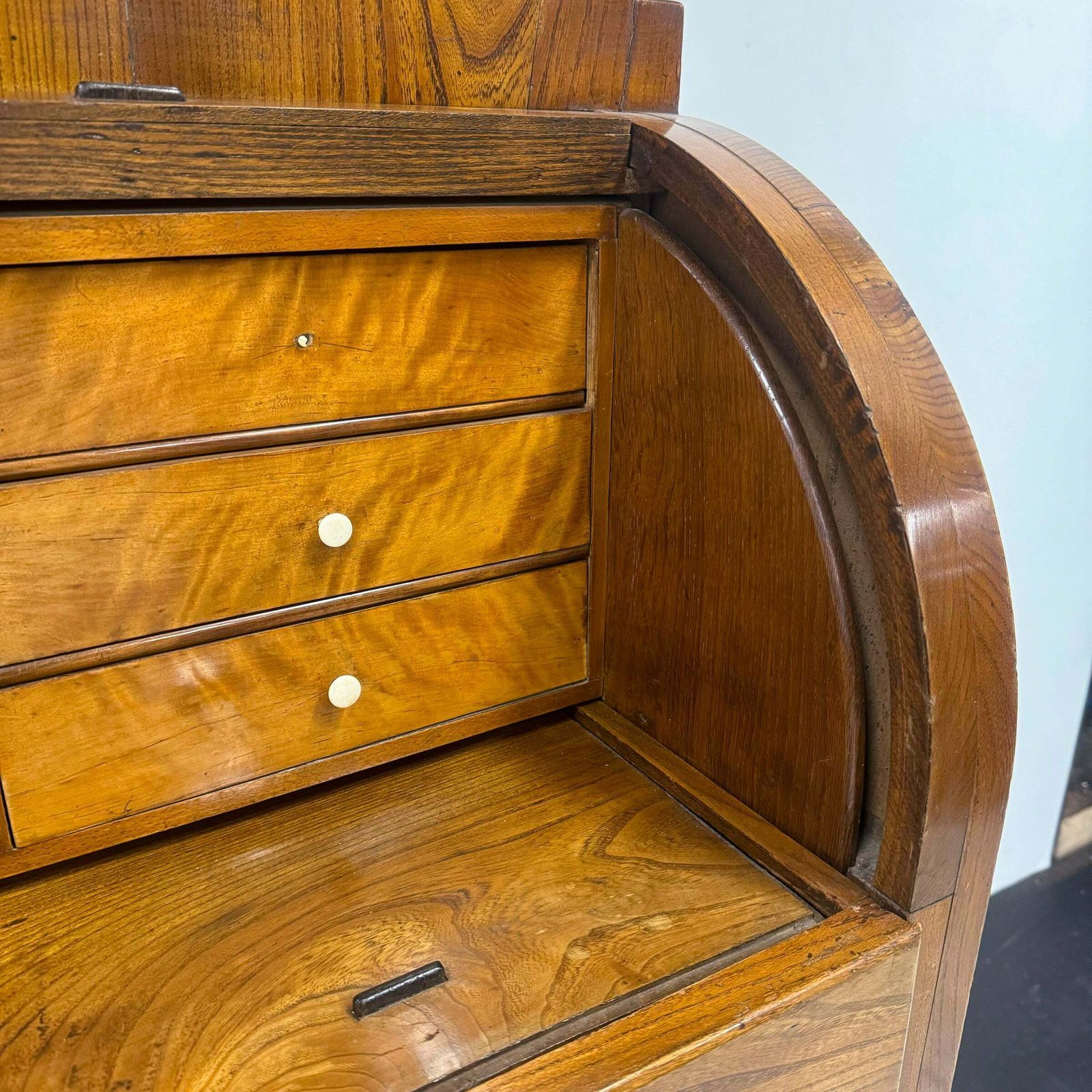 Furniture Antique 18th Century European Cylinder Bureau Bookcase photo