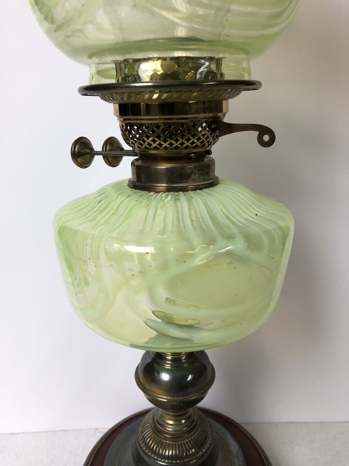 Rare Victorian Yellow Vaseline Glass Oil Lamp photo Home Decor