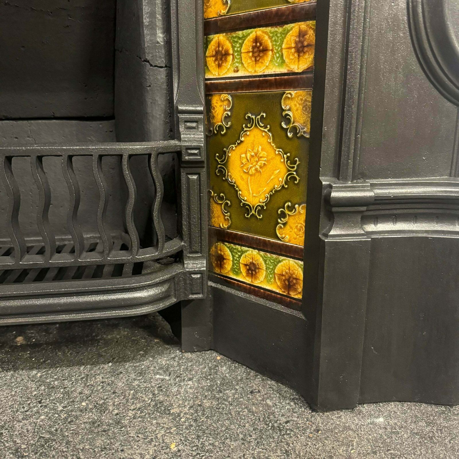 Home Fixtures Antique Victorian Tiled Cast Iron Combination Fireplace photo