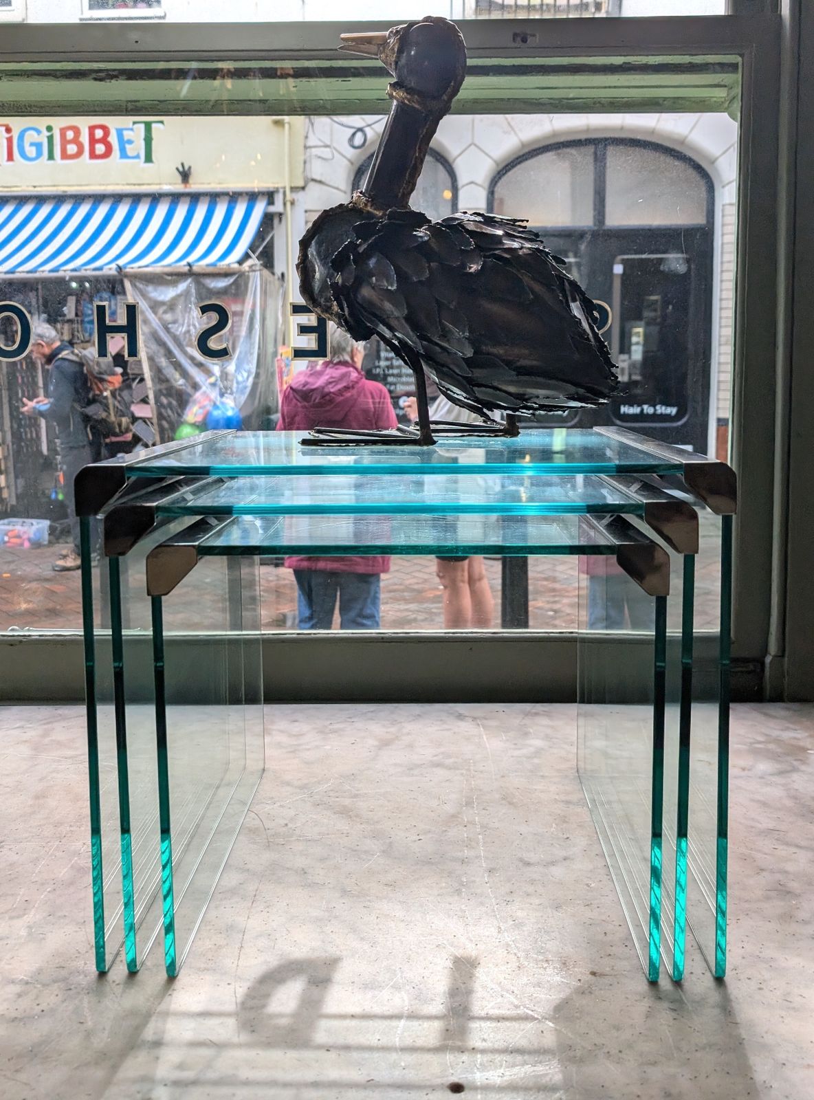 Furniture Set Of 3 Vintage Glass & Steel Nesting Coffee Tables By Galotti & Radice Italy 1970s photo