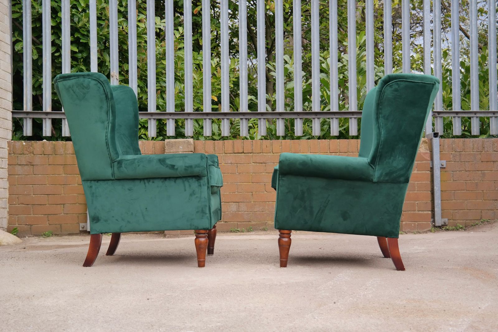Pair Tetrad Dunmore Library Club Armchairs Velvet Bottle Green photo for sale